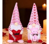 SKIKHN Valentines Day Gonk Gnome, 2Pcs Valentines Day Gnome Gonk Decorations, Handmade Plush Dolls Scandinavian Tomte Mr. and Mrs, Valentine's Day Present for Her Him Wedding Anniversary Home Decor