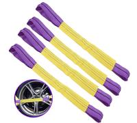 SKIKHN Wheel Securing Link Straps, 4pcs Car Wrap Wheel Tie Down Strap Set, Tie Down Straps for Transporter Trailer, Wheels Tie Down Straps, Ratchet Straps, Tension 1T Breaking 6T