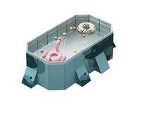 SKILBEAIA Above Ground Pool Swimming Pool Collapsible Large Pool Ground Rectangle Paddling Pool (2.1m)