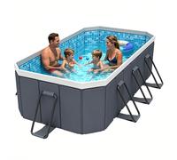 SKILBEAIA Foldable Pool for Kids and Adults Non Inflatable Frame Above Ground Outdoor Swimming Kiddie Pools Thickened Support Dog Pool Garden Backyard(102.36 in)