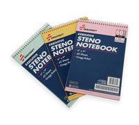 Skilcraft 7530-01-454-5702 3 Piece ECF Recycled Steno Pad Pack, 6 x 9 Inch, Assorted Color