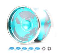 SkillAddicts Pro YoYo - Professional Unresponsive Metal Trick Yo yo for Advanced Play with Fingerspin Cup for Yo-yo Kids, Teens and Adults - Teal Grey