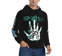 Śkillet%rock band Men's hoodie Classcal 3D print Hoodies Mens Pullover Hoodie Sweatshirt with Thermal Fleece Plush Lining for hiking travel，Medium
