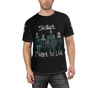 Śkillet%Rock Band Men's T-Shirts Regular-Fit Short-Sleeve Crewneck T-Shirt for Men Casual Novelty 3D Print t Shirt Summer Sport tee Top,L