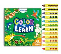 Skillmatics Colour & Learn Activity Book - Learn 160+ Animals, 12 Retractable Mess-Free Crayons & 50 Pages, Educational Gift for Toddlers and Preschoolers Ages 3, 4, 5, 6