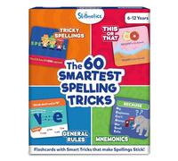 Skillmatics Spelling Tricks Flash Cards for Kids - 60 Cards with 4 Categories, Spelling Strategies for Writing Practice & Test Prep, Screen-Free Language Learning Aids, Educational Gift for Ages 6-12