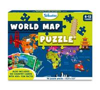 Skillmatics World Map Puzzle - 96 Piece Jigsaw Puzzle, Geography for Kids