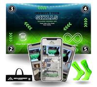 SkillZone Soccer Training Mat - Set with Video Hub | Includes Grip Socks & Carry Bag | Non-Slip, Ultra-Thick & Wide for Agility, Ball Control & Mastery | Indoor & Outdoor Soccer (Sky Speed)