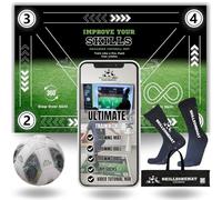 SkillZone Soccer Training Mat with Ball - Dribbling & Footwork Trainer | Indoor/Outdoor Soccer Training Kit with Video Hub, Grip Socks & Carry Bag | Control & Agility Practice (MIdnight Strike With