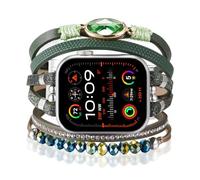 SKIMEMRY Boho Beaded Watch Band for Women Compatible with Apple Watch Band 42mm 44mm 45mm 46mm 49mm Fancy Cute Handmade Multilayer Leather Wrap Strap for iWatch Band Ultra1/2 SE2 Series 10/9/8/7/6/5/4