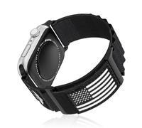 SKIMEMRY Flag Alpine Loop Nylon Watch Band Compatible with Apple Watch Band Ultra Series 10/9/8/7/6/5/4/3/2/1 SE Breathable Sport Flag Adjustable iWatch Wristband for Apple Watch 49/46/45/44mm-Black