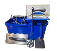 Skimflex Tilers Washboy Set Bucket With Rollers, Sponge, Grout Float, Mixing Paddle & Trowels