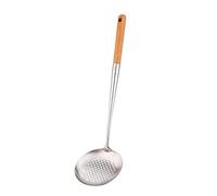 Skimmer Ladle, 304 Stainless Steel Slotted Spoon with Wooden Handle