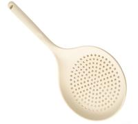 Skimmer Ladle with Silicone Construction for Use in Frying Boiling Rinsing and Draining Tasks Without Warping or Melting (white)
