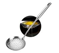 Skimmer Slotted Spoon, Heavy Duty 304 Stainless Steel Metal Strainer Slotted Spoon with Vacuum Ergonomic Handle, Comfortable Grip Design Ladle for Kitchen, 14.96 Inches