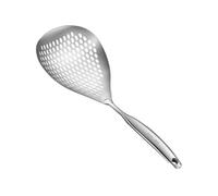 Skimmer Spoon, 304 Stainless Steel Slotted Spoon, Ladle Strainer Pasta Scoop with 8mm Holes, Noodle Filter with Anti-Scalding Handle & Hanging Holes, Metal Scum Colander for Cooking/Draining/Frying