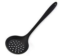 Skimmer Strainer Seamless Non-Stick One-Piece Silicone Slotted Spoon for Straining Vegetables（Black）