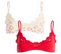 SKIMS Women's Fits Everybody Lace Scoop Bralette 2 Pack Candy Heart And Red