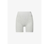 Skims Womens Skims Ribbed High-Rise Stretch-Cotton Boxer Shorts Light Heather Grey S