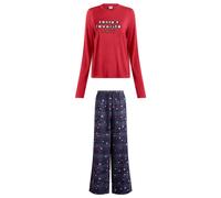 SKIMS Women's x CPFM Long Sleeve & Flannel Pant Sleep Set Brick Santa'S Fav Print