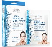 Skin Aesthetics Hyaluronic & Collagen Sheet Face Mask - Skin Firming, Anti-Aging, Moisturizing & Plumping - Dermatologist Tested Korean Skincare - Clean Beauty, Cruelty-Free - 5 Masks