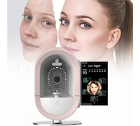 Skin Analysis Machine, AI Facial Skin Analyzer, 12 Spectral Skin Analyzer Machine, Moisture Detector for Beauty Salon & Home, Multi-Language Support,Pink