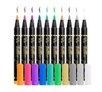 Skin Art Markers - 10 Colors Washable Pencils - Flexible Brush Tip, For All Ages, Cosplay, Birthday Party, Carnival, Photo Shoots, Dancing