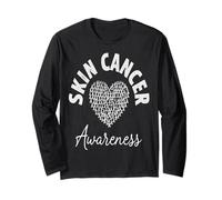 Skin Cancer Awareness Ribbon Heart Support Long Sleeve T-Shirt