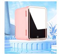 Skin Care Product Refrigerator, With Led Mirror, 8L Capacity Mini Desk Fridge, Chill Or Heat, Ac 220v, Dc 12v Mini Fridge For Car, For Bedroom, Office And Car,Pink