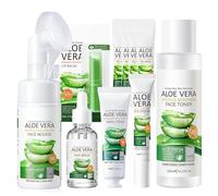 Skin Care Sets & Kits For Teenage Girls, 10PC Aloe Vera Skin Care Set, Skincare Set With Gel Mask,Face Serum,Cleansing Mousse,Hand Cream,Lip Balm,Eye Cream,Toner for Women Gifts