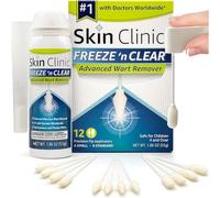 Skin Clinic Freeze 'n Clear Advanced Wart Remover - USA Made Cryo-Freeze Kit with 12 Precision-Tip Applicators - FDA-Cleared Freezing Wart Treatment Solution for Adults & Kids 4+
