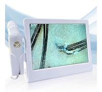 Skin Diagnosis Hair Analyzer, 12inch Scalp Hairs Follicle Detector, Scalp Hair Follicle Skin Analysis Machine with 50x/200x DualHeads, Four-Grid Split Screen, Simple and Easy to Use