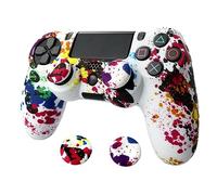 Skin for Ps4 Controller, Anti-Slip Silicone Shell Cover Case with 2pcs Thumb Grip Caps for PS4/ Slim/Pro Dualshock 4 Controller Wireless Gamepad (dot spot)