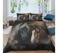 Skin-Friendly 3D Microfiber horse portraits Duvet Cover Set All Season Bedding Set w/Pillowcases realistic animal art Comforter Cover Easy Care, Washable for Bedroom Decor Super king（260x220cm）