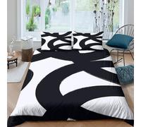 Skin-Friendly 3D Print Microfibre Abstract lines Duvet Cover Easy Care Bedding Set w/ Pillowcases Modern minimalist design Comforter Cover All Season Breathable Washable for Couples Single（135x200cm）