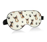 Skin Friendly Cool Nylon Surface Sleep Mask for Summer Daily | High Elastic Spandex Blend Strap Light Blocking Blindfold Long Distance Travel Trip Cute I Love My Chihuahua