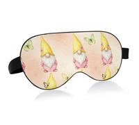 Skin Friendly Cool Nylon Surface Sleep Mask for Summer Daily | Soft Cotton Filled Padding Cool Fabric Nap Mask Airplane Train Rest Time Cute Gnome Women Girls