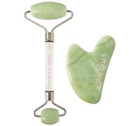 Skin Gym Jade Face Roller and Gua Sha Tool Workout Skin Care Set for Wrinkles and Fine Lines - Anti-Ageing Face Lift Beauty Tool - Improve Skin Look and Achieve