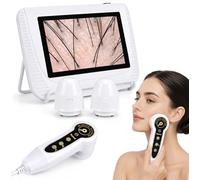 Skin Hair Analyzer, 5 Inch LCD Digital Microscope Scalp Detector Scanner, 50X 200X Portable Rechargeable Hair Follicle Oil Moisture Magnifying Detector Skin Pigment Tester
