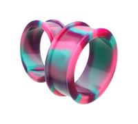 SKIN METALS Cosmic Supersize Flexible Silicone Double Flared Ear Gauge Tunnel Plug Sold As Pair, 1-1/4" (32mm), Silicone, no gemstone