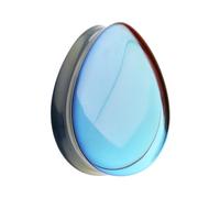 SKIN METALS Midnight Moonstone Iridescent TearDrop Glass Double Flared Ear Gauge Plug Sold As Pair, 7/16" (11mm), Glass, no gemstone