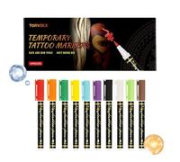 Skin Paint Markers, 10 Vivid & Gentle Body Art Colors with Long-Lasting Formula, Easy to Apply Face and Skin Pen Set, Perfect Makeup Accessory for Cosplay, Parties, Birthdays, and Creative Role Play