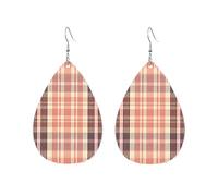 Skin-Pink Black Checkered Yellow Black Brown Checkered Women Earrings Candy Colored Lightweight Double-Side Printed Drop Dangle Earring