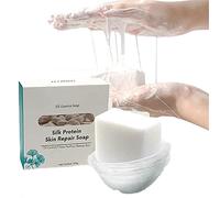 Skin Repair Soap Silk Protein,Silk Protein Goat Milk Soap Soap Remove MitesTender White for Face Body, Antiseptic Skin Cleanser for All Skin Types (1pcs)