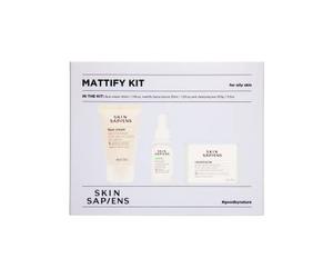 SKIN SAPIENS Mattify kit for oily and combination skin, Ecocert Cosmos Natural, Cruelty Free and Vegan Skincare, Soap-Free Cleansing Bar, Nourish & Hydrate Cream, Mattify Facial Serum