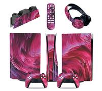 Skin Sticker Compatible For PS5 Console Disc Edition & Digital Edition Sticker Vinyl Decal Cover For Ps5 Controller & Charging Station & Headset & Media Remote 82913 Decal Cover Wrap(Disc Version)