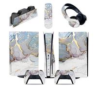 Skin Sticker Compatible For PS5 Console Disc Edition & Digital Edition Sticker Vinyl Decal Cover For Ps5 Controller & Charging Station & Headset & Media Remote 33133 Decal Cover Wrap(Digital Edition)