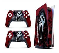 Skin Sticker for Game Console 5 Cover - Horror, Compatible with Both Disc Edition & Digital Edition (not Slim Ver) - 2 Controller Skins & Console Skin - No Bubble, Full Protection, Removable
