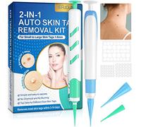 Skin Tag Remover Pens Kit, 2-in-1 for 1-9MM Size with 60Pcs Removal Rubber Bands, Drug-Free & Safe, Painless & Easy to Use (Blue+Green)