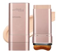 Skin Tint Foundation Stick Full Coverage Powder Foundation Concealer Stick for Mature Skin, Moisturizing Face Tint Balm with Built-In Brush for Brightening Even Tone (Natural)